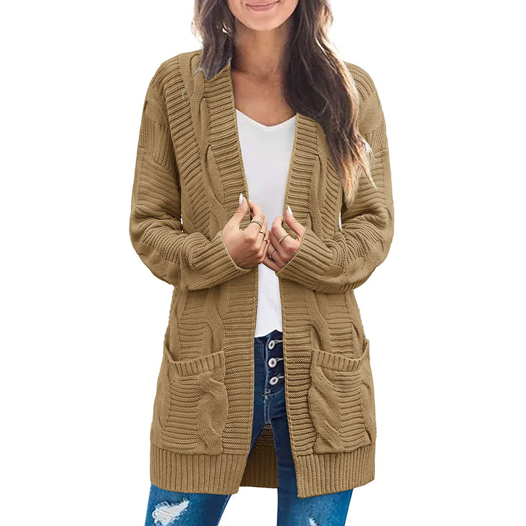 Damen Strickjacke Mit Tiefen Taschen und Strukturiertem Design EB