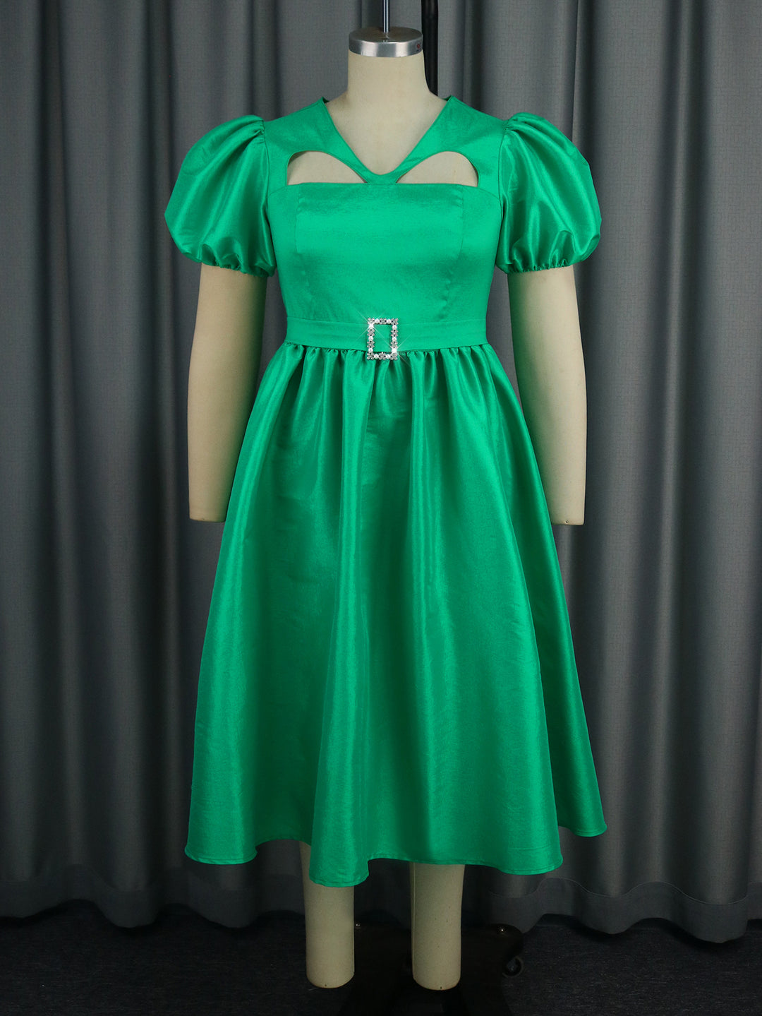 Damen Abendkleid mit modischen Puffärmeln und einzigartigem Cut-Out-Design EB