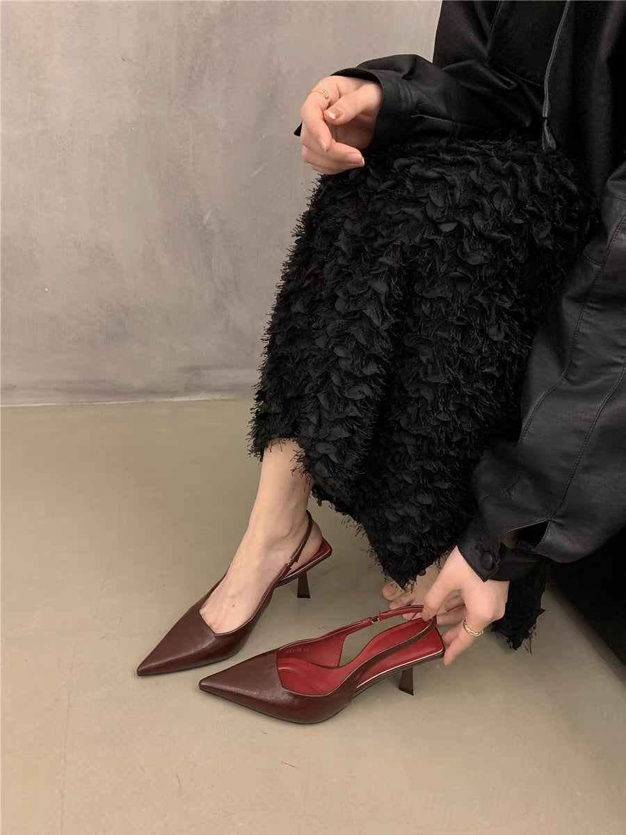 Damen Slingback-Pumps mit glänzender Oberfläche und komfortablem Absatz EB
