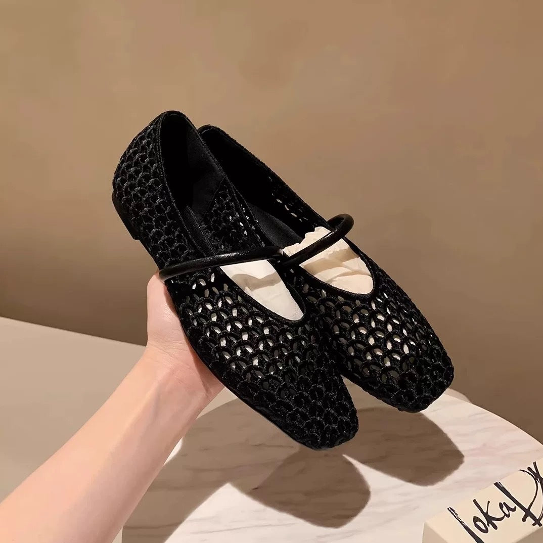 Damen Elegante und atmungsaktive Ballerinas mit modischem Netzdesign EB