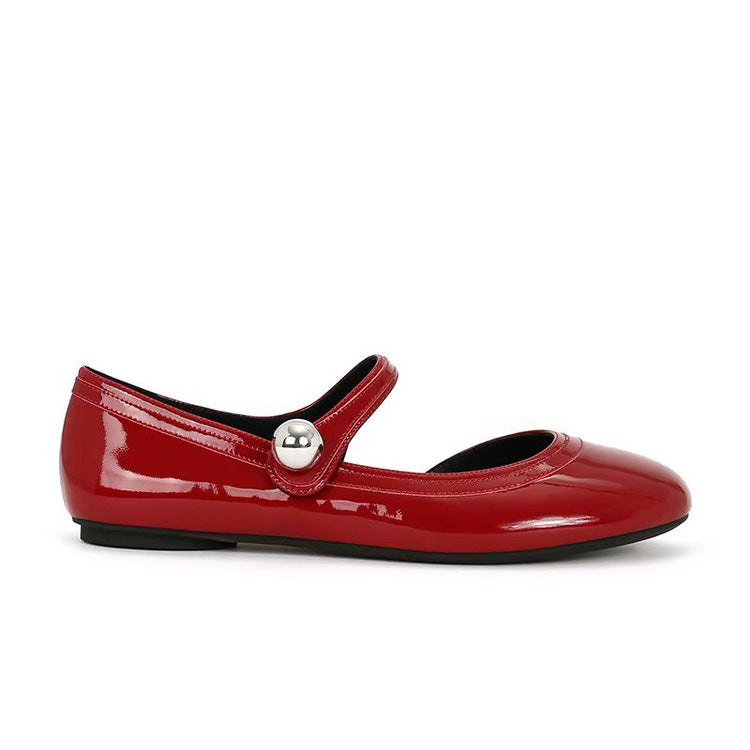 Damen Ballerinas mit modischem Riemchen und glänzender Oberfläche EB