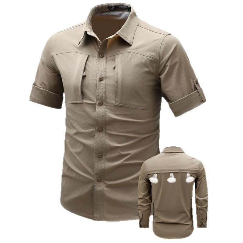 Herren nan leichtes technisches Outdoorhemd mit aufrollbaren Ärmeln, Brusttaschen und atmungsaktivem Ripstop EB