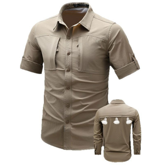 Herren nan leichtes technisches Outdoorhemd mit aufrollbaren Ärmeln, Brusttaschen und atmungsaktivem Ripstop EB