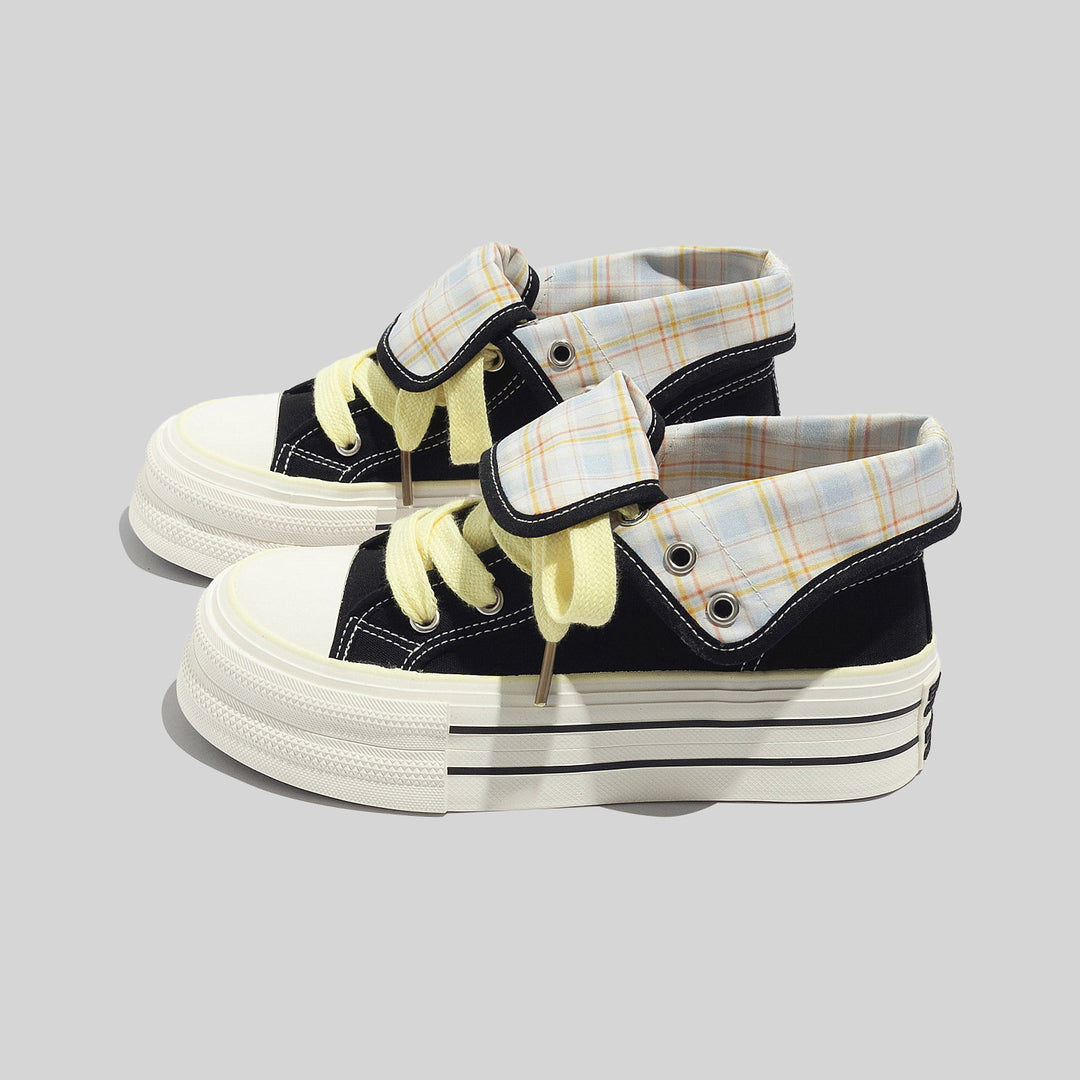 Damen Hochwertige Chunky Sneakers mit Gingham-Details EB