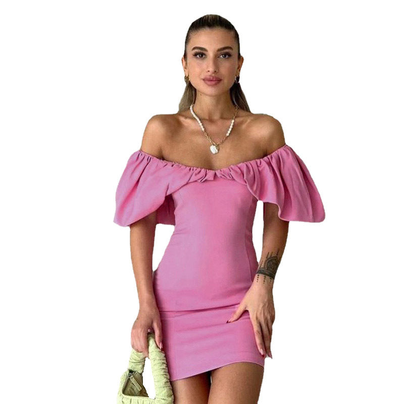 Damen Off-Shoulder Minikleid mit voluminösen Ärmeln EB