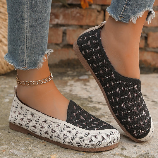 Damen Atmungsaktive Slip-On Schuhe mit modischem Strickdesign EB