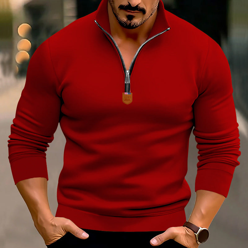 Herren sportlicher Pullover mit modernem Stehkragen und elastischen Bündchen EB