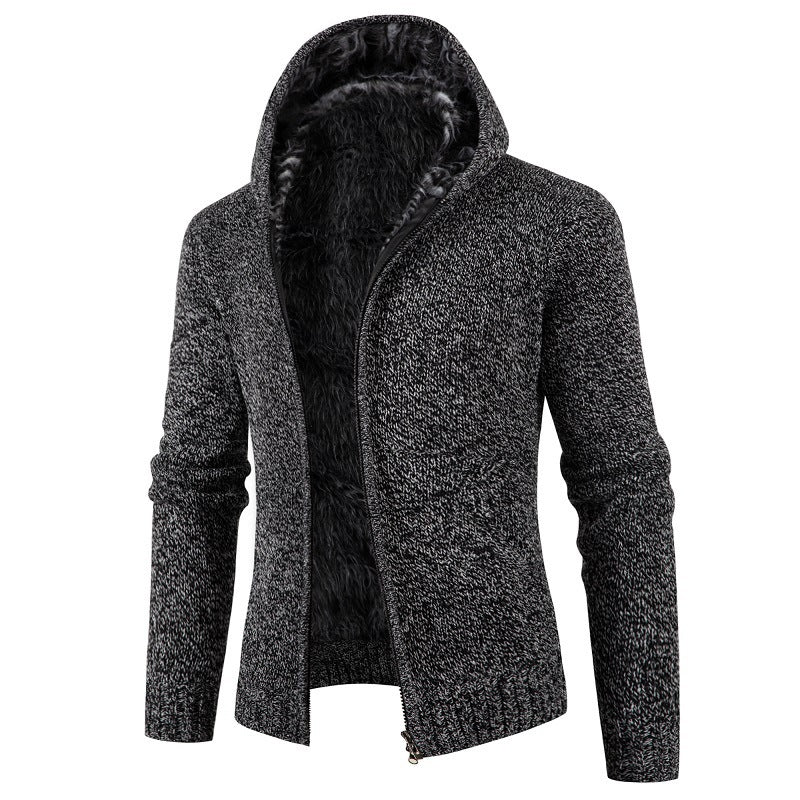 Herren kuschelige Strickjacke mit hohem Kragen und praktischen Taschen EB