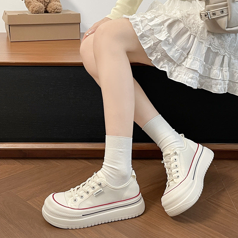 Damen Komfortable Sneaker mit dicker Plateau-Sohle und atmungsaktivem Obermaterial EB