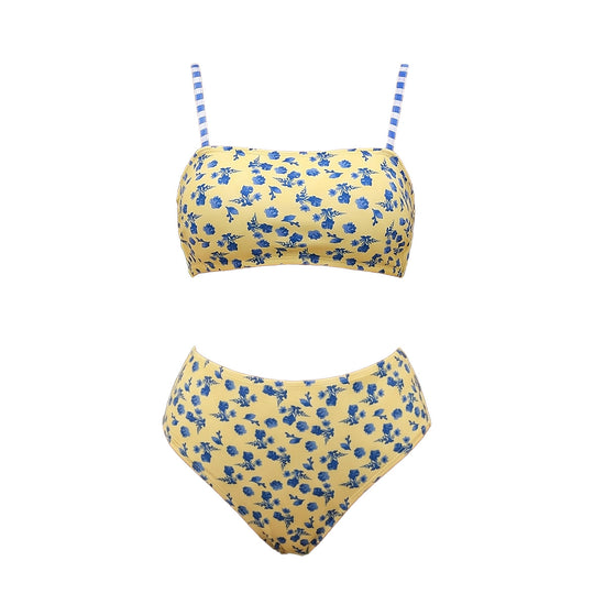 Damen Hochtailliertes Bikini-Set mit floralem Design EB