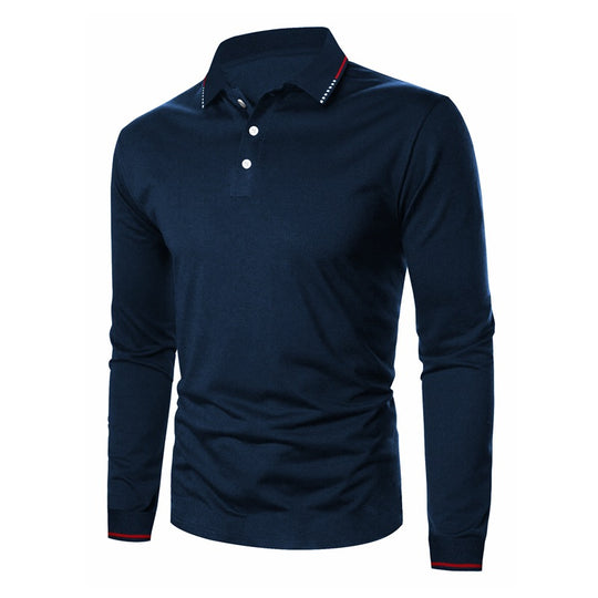 Herren Langarm-Polohemd mit modischem Schnitt und kontrastierenden Details EB
