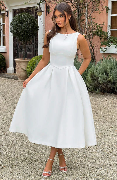 Damen Elegantes Maxikleid mit ausgestellten Ärmeln und raffiniertem Rock EB