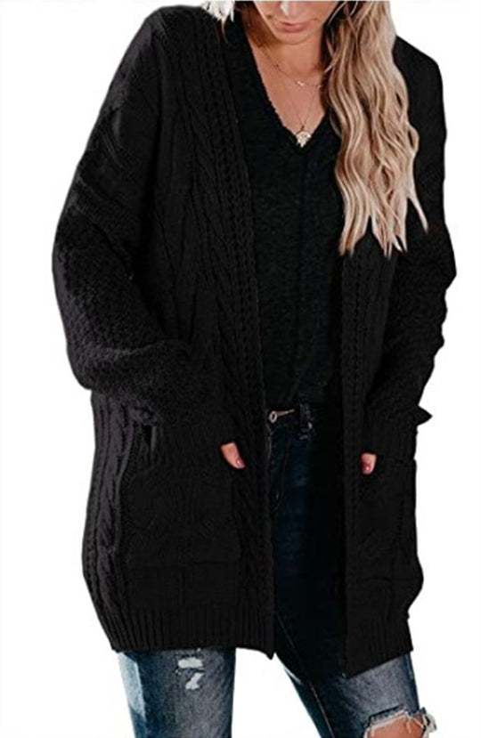 Damen Grobstrickjacke mit femininer Silhouette und praktischen Taschen EB