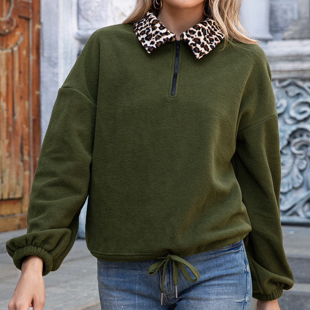 Damen Fleece-Pullover mit animalischem Kragen EB