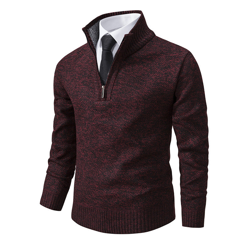 Herren Pullover mit Stehkragen und attraktivem Zipper EB