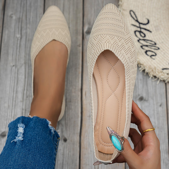 Damen Elegante Ballerinas mit atmungsaktivem Strickdesign EB
