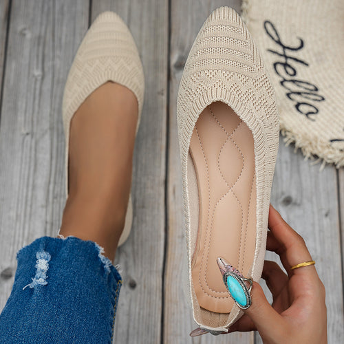 Damen Elegante Ballerinas mit atmungsaktivem Strickdesign EB