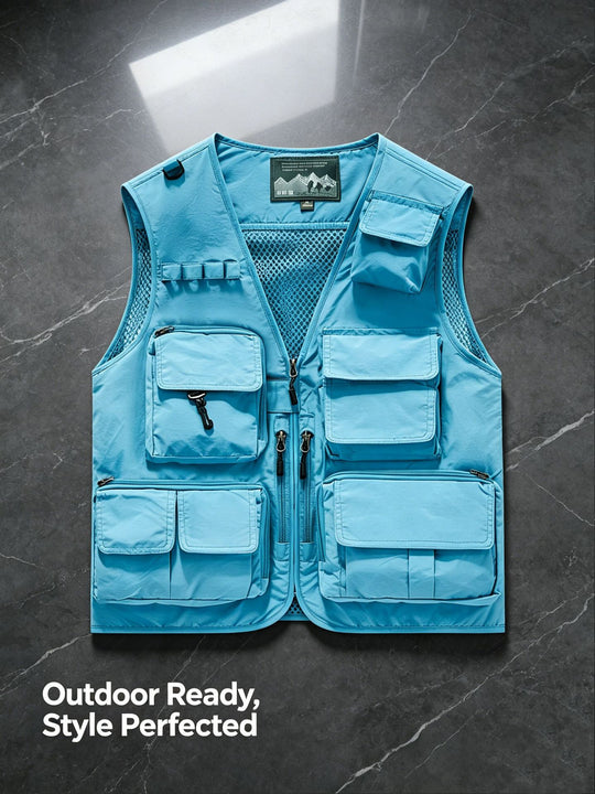Unisex nan multifunktionale Outdoorweste mit zahlreichen Taschen und Netzfutter EB