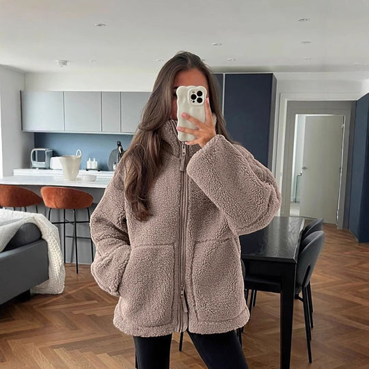 Damen kuschelige Fleecejacke EB