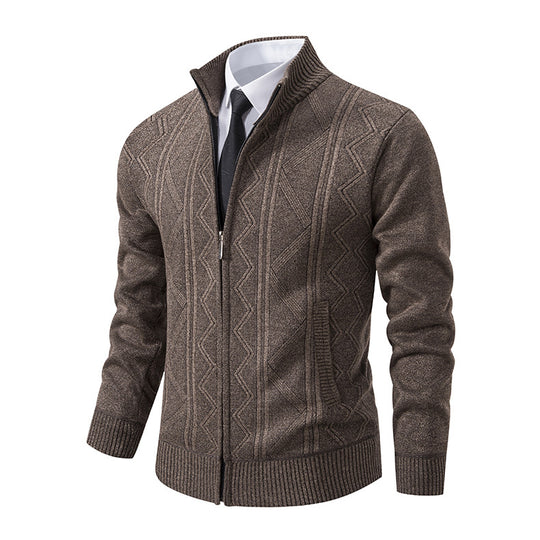 Herren modische Strickjacke mit hohem Kragen und Reißverschluss EB