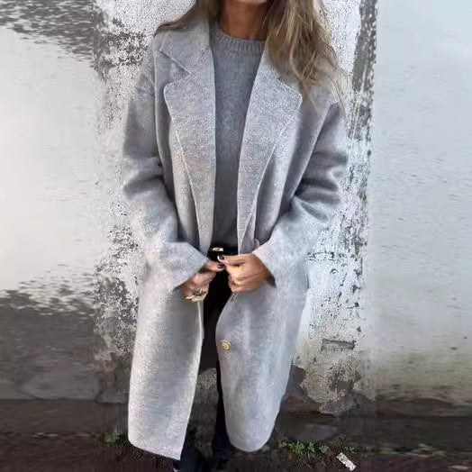 Damen Oversized Wollmantel mit eleganten Details EB