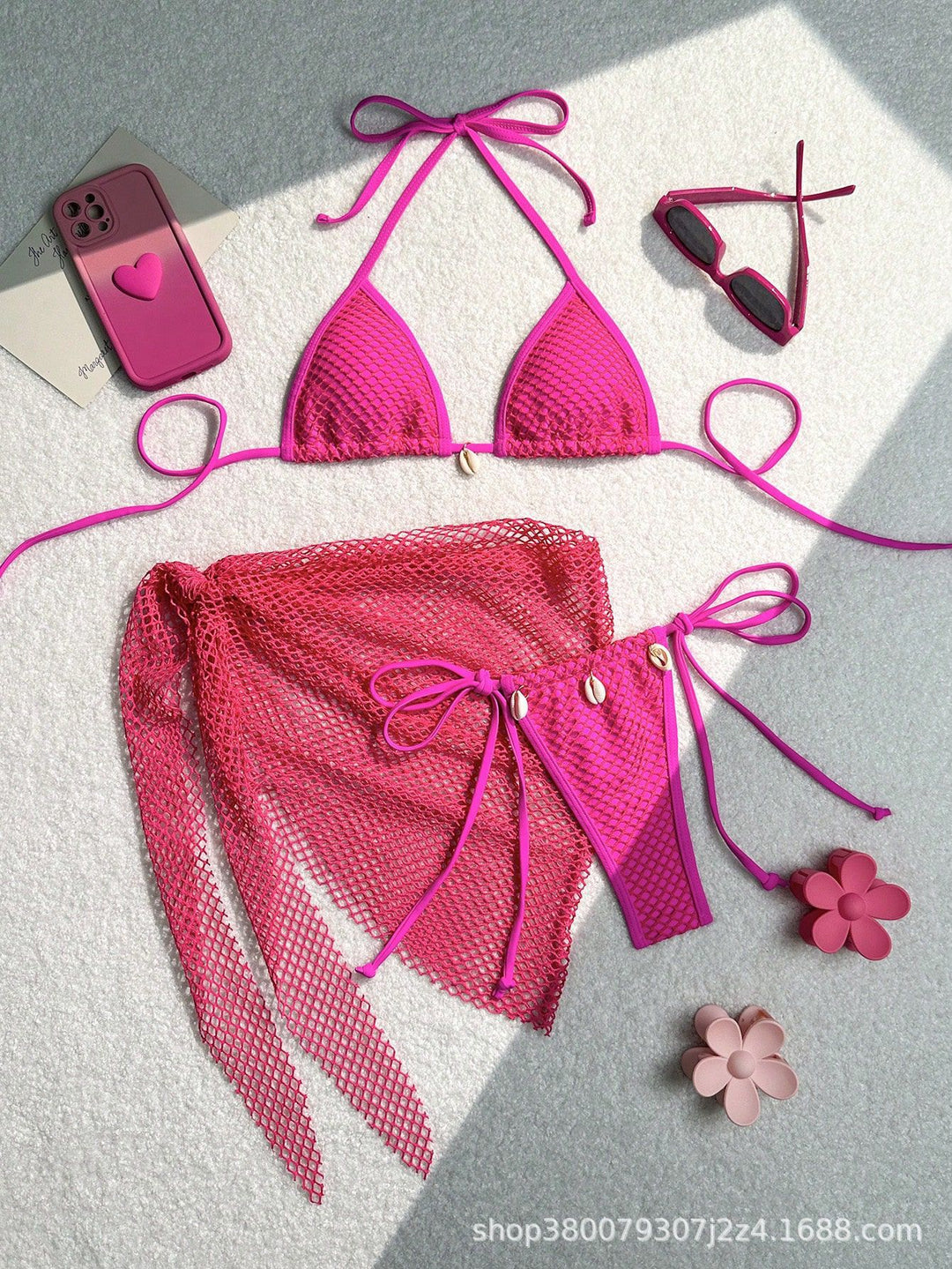 Damen Triangel-Bikini mit Netzdesign EB