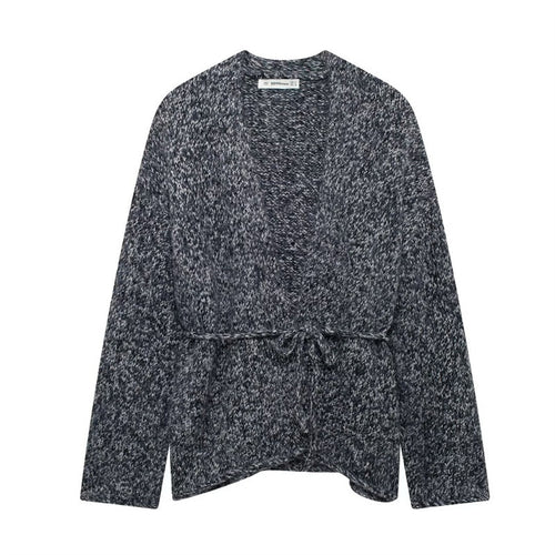Damen Strickjacke mit Taillengürtel und weichem Material EB