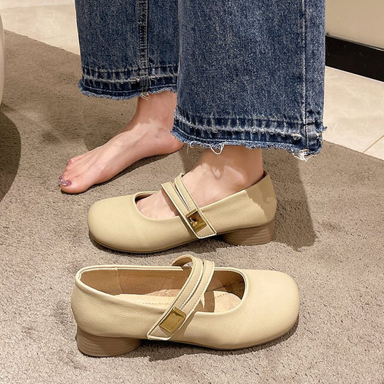 Damen Ballerinas mit verstellbarem Riemen und Komfortsohle EB