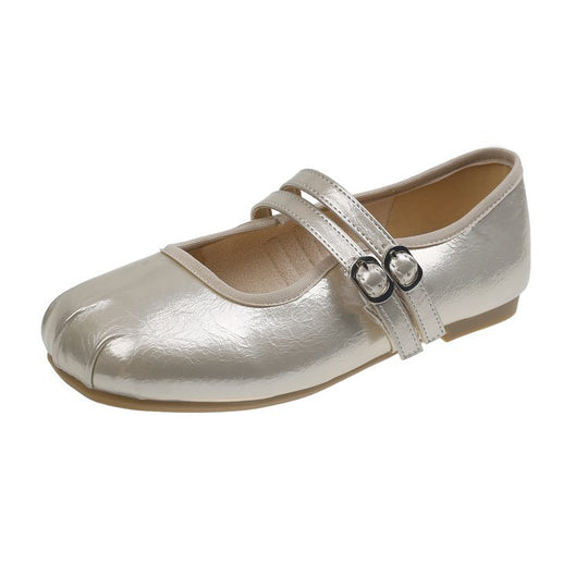 Damen elegante Ballerinas mit doppeltem Riemen und komfortabler Innensohle EB
