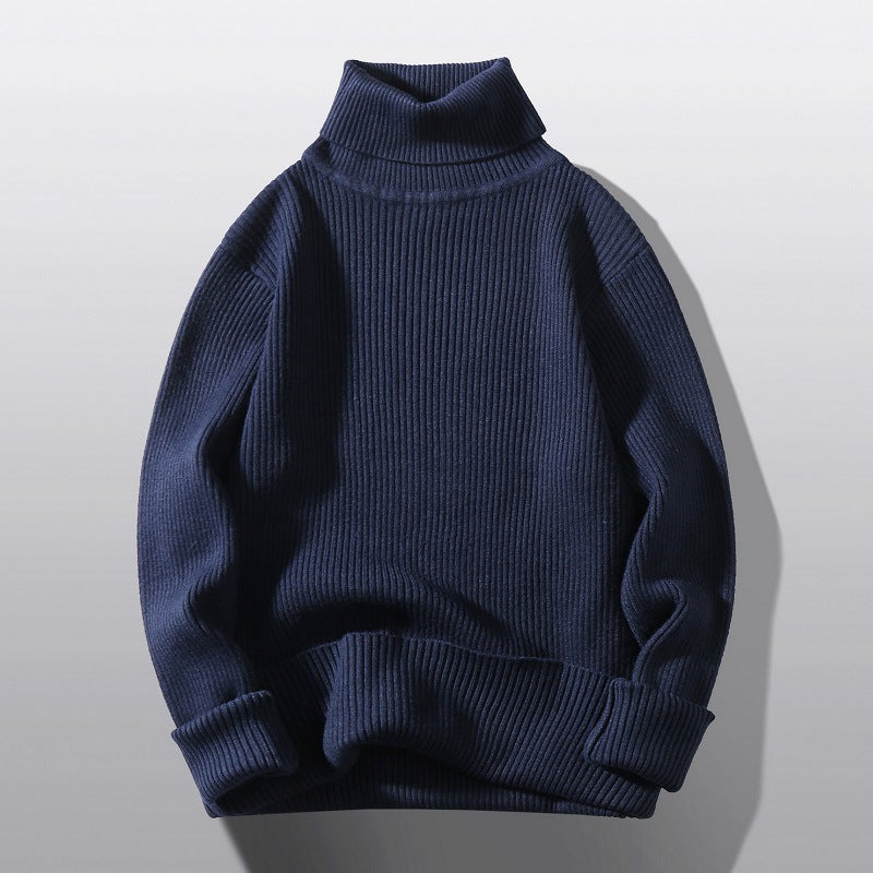 Herren bequemer Rollkragenpullover aus strukturiertem Strick EB
