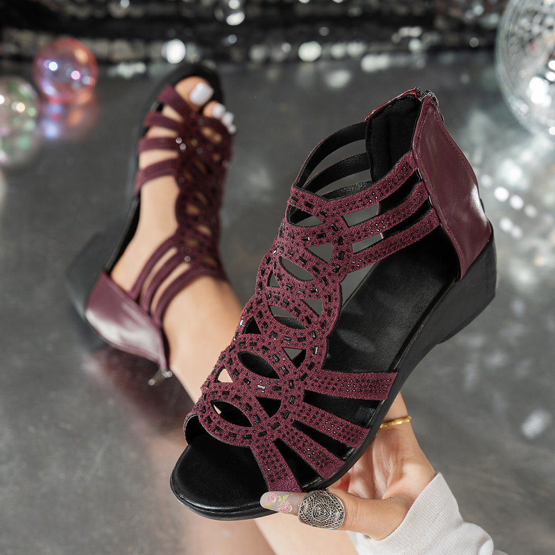 Damen elegante Riemchen-Sandalen mit funkelnden Details EB