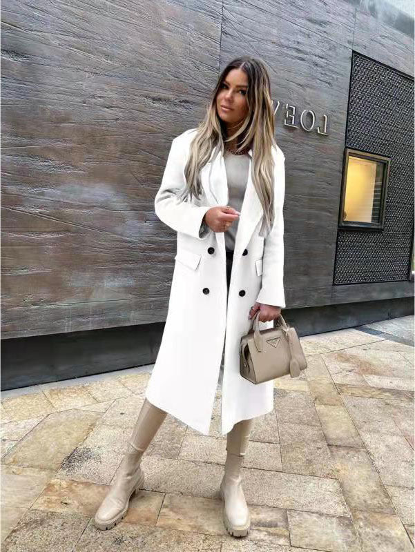 Damen Eleganter und zeitloser Wool Coat mit Doppelreiher EB
