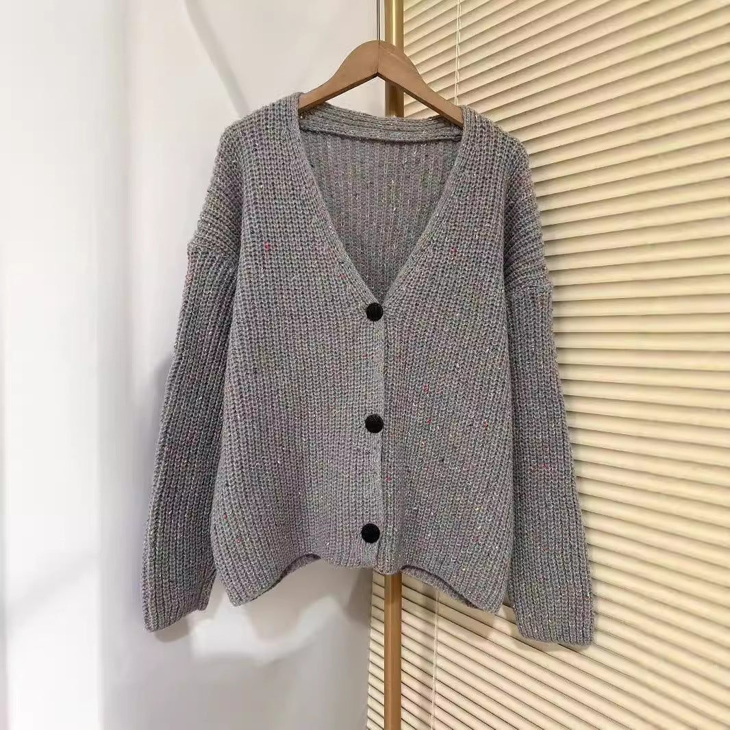 Damen Kuscheliger Grobstrick-Cardigan mit Knopfdetail und weitem Schnitt EB