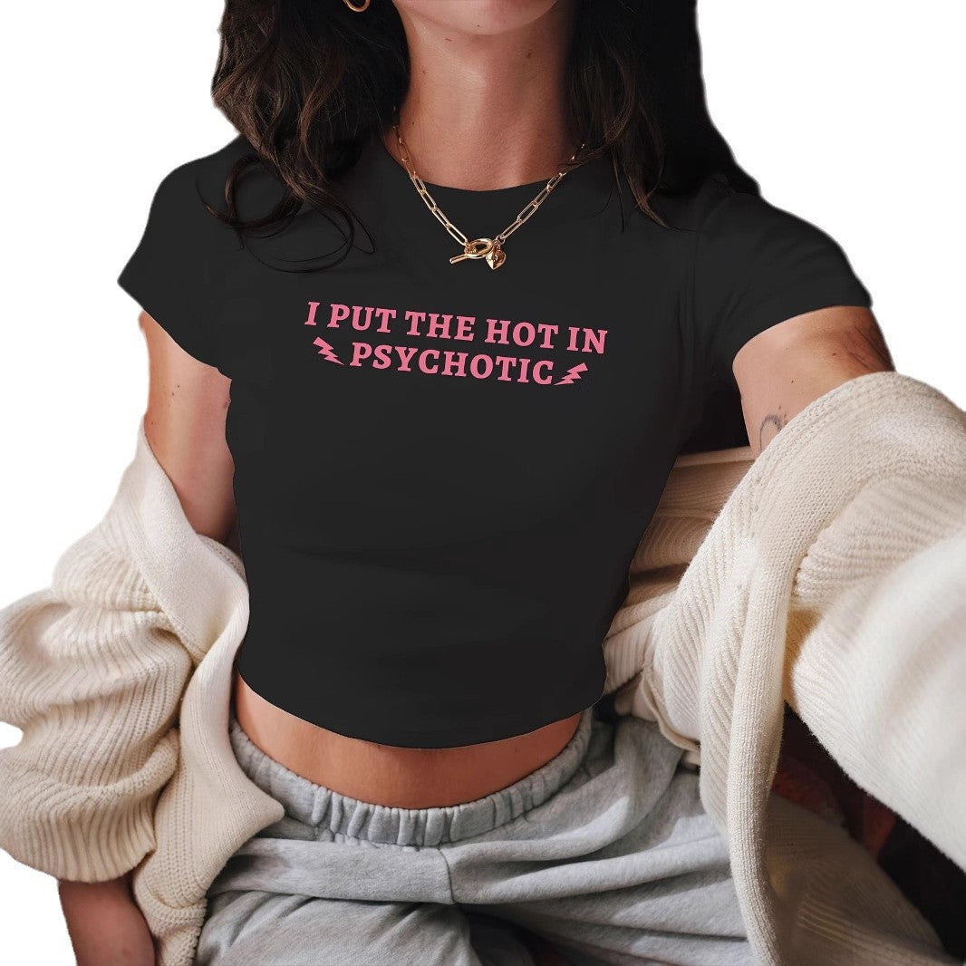 Damen Crop-T-Shirt mit fröhlichem Kirschmotiv EB