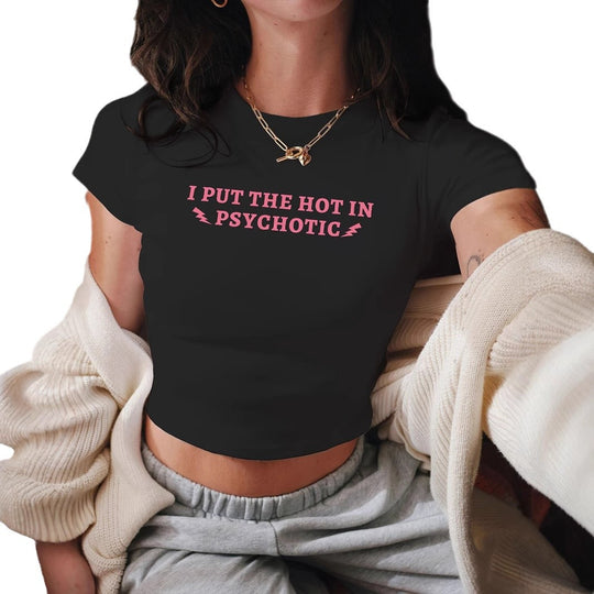 Damen Crop-T-Shirt mit fröhlichem Kirschmotiv EB