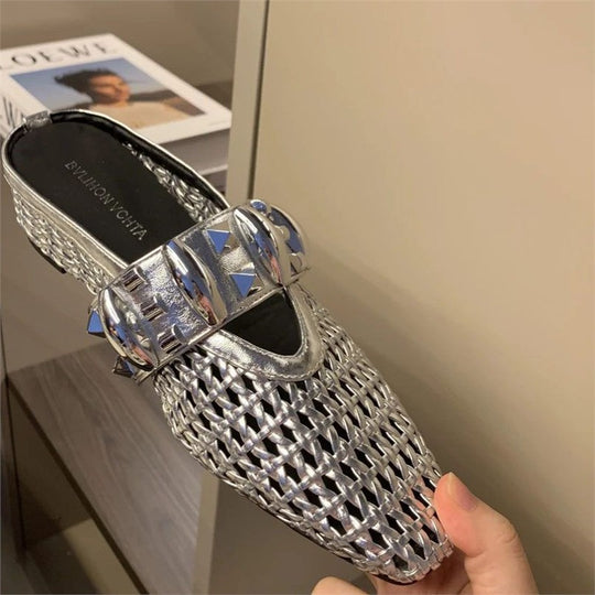 Damen modische Mules mit dekorativem Riemen EB