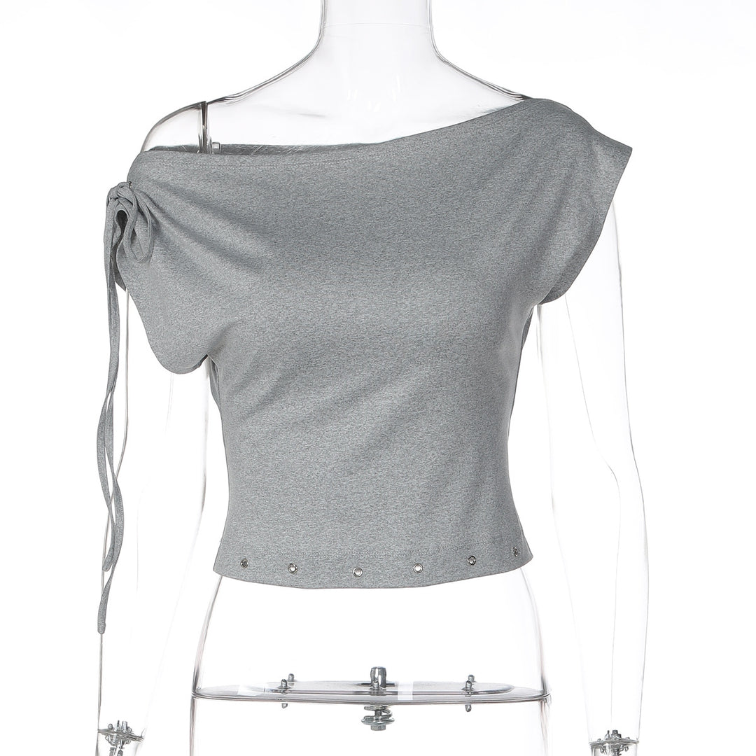 Damen trendiges Crop-Top mit schulterfreier Gestaltung EB