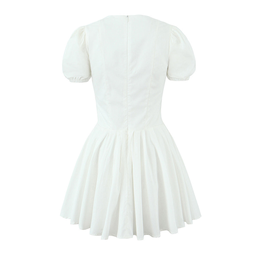 Damen verspieltes Mini-Wickelkleid mit Puffärmeln EB