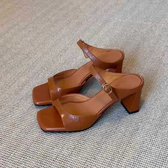 Damen Slingback Sandalen mit modischem Blockabsatz und elegantem Riemendesign EB