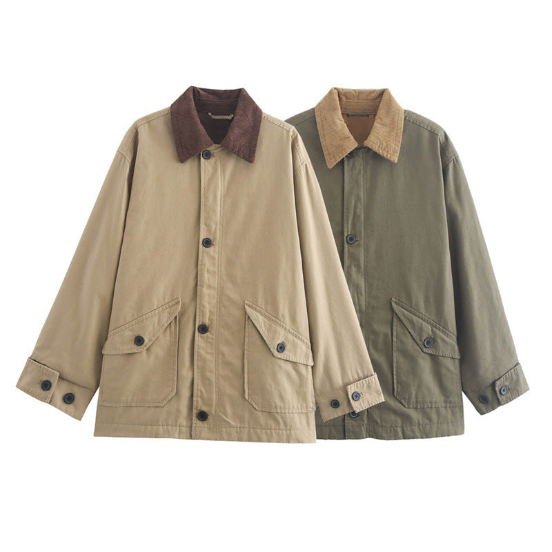 Damen Oversized Utility-Jacke mit weitem Schnitt und praktischen Taschen EB