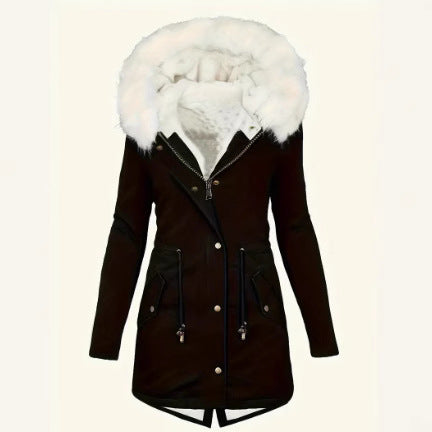 Damen gefütterte Winterjacke mit abnehmbarer Kapuze EB