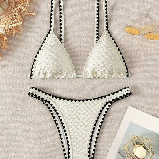 Damen Triangel-Bikini mit raffiniertem Häkelmuster EB