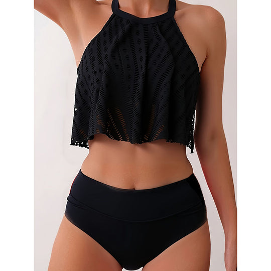 Damen Badeshirt mit hohem Kragen und luftiger Einsätzen EB