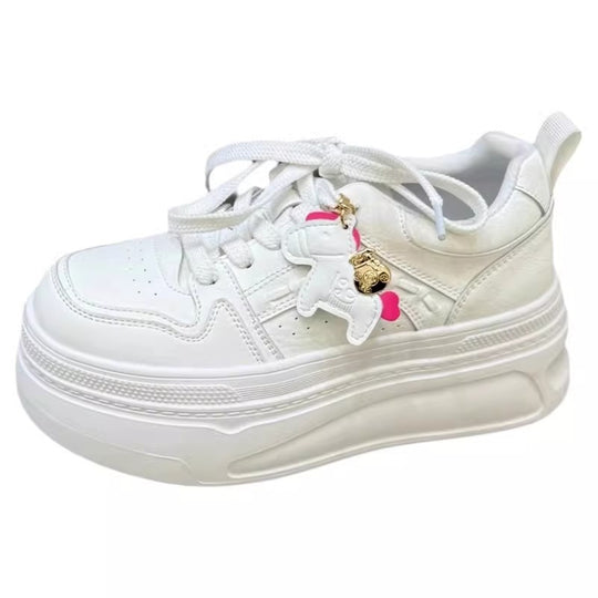 Damen modische Plateau-Sneaker mit verziertem Schnürsystem und komfortabler Dämpfung EB