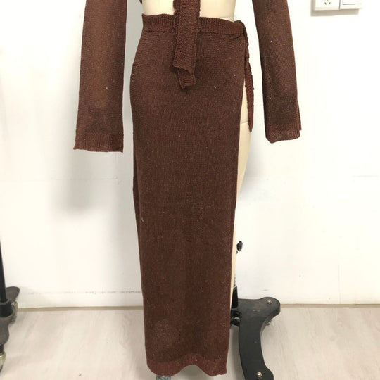 Damen Zweiteiler Strickensemble mit raffiniertem Schnitt EB
