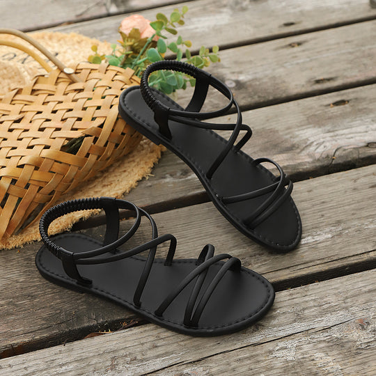 Damen Elegante Freizeit-Sandalen mit verstellbarem Riemen EB