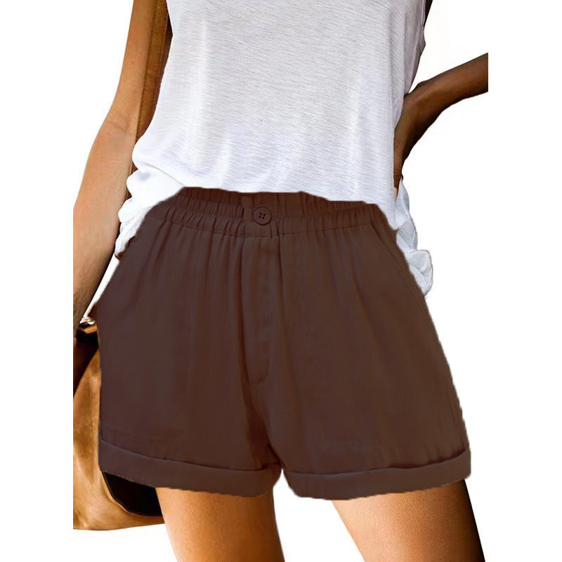 Damen leichte Chino-Shorts mit elastischem Bund und praktischen Taschen EB
