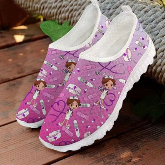 Damen Slip-On Freizeitschuhe mit farbenfrohem Design und atmungsaktiver Oberseite EB