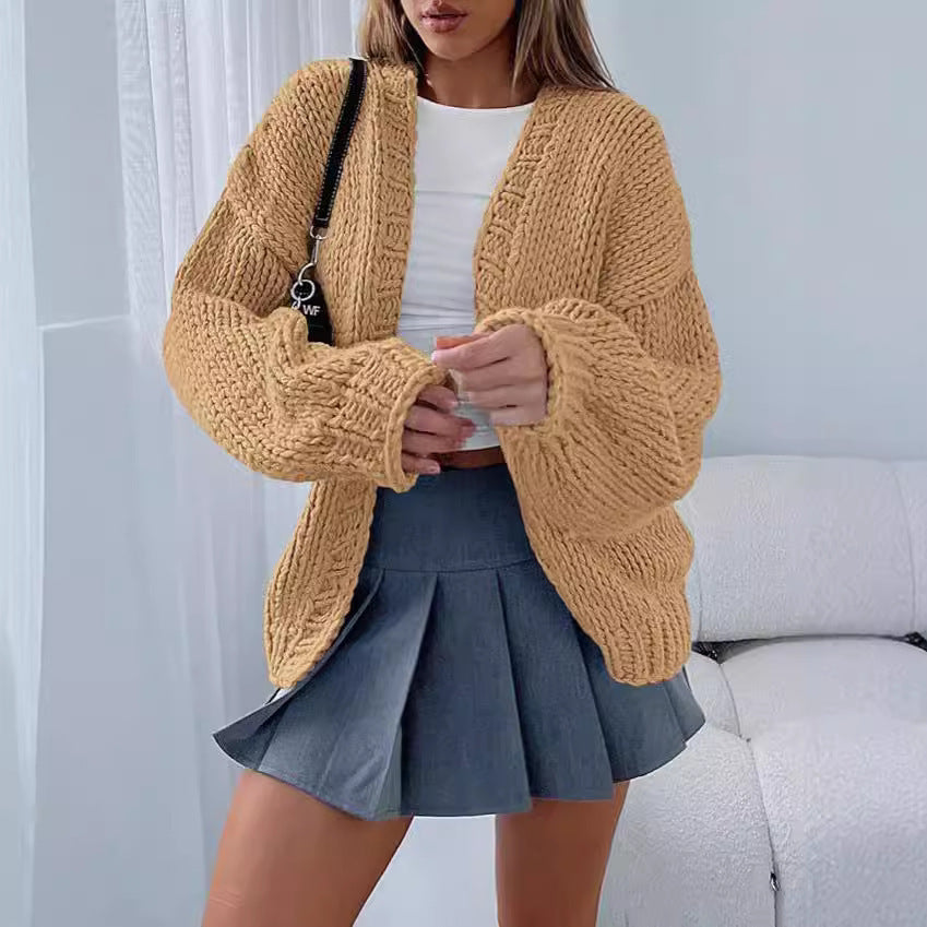Damen Strickjacke mit voluminösen Ärmeln und offener Front EB