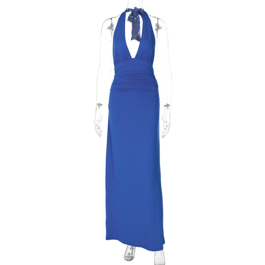 Damen Halter-Maxikleid mit eleganter Drapierung EB